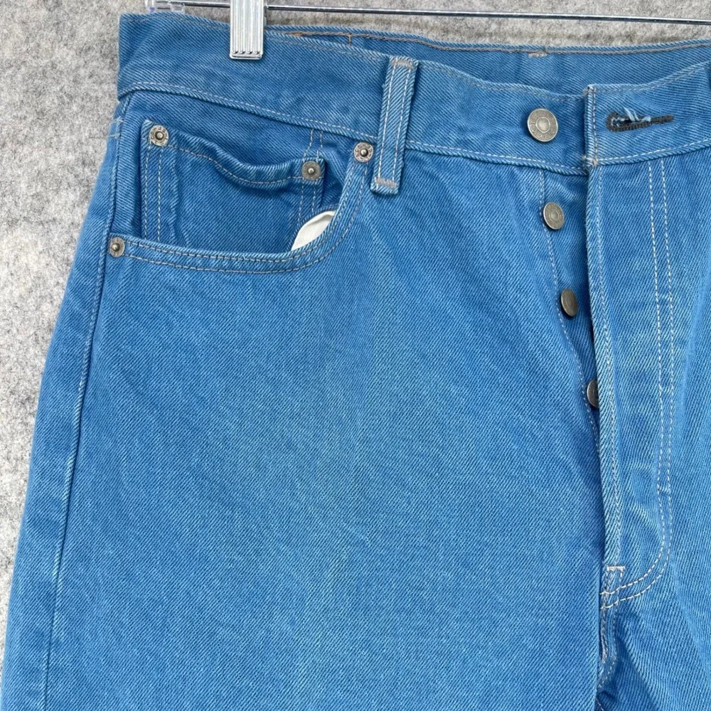 Levi's 501 Button Fly Jeans Men 35x30 Blue Teal Straight Leg (Fits 32x28) Grunge